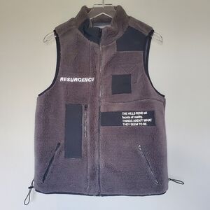 Resurgence 774 Ghost Hills Sherpa Fleece Color Block Zip Vest Gray/Black Size S